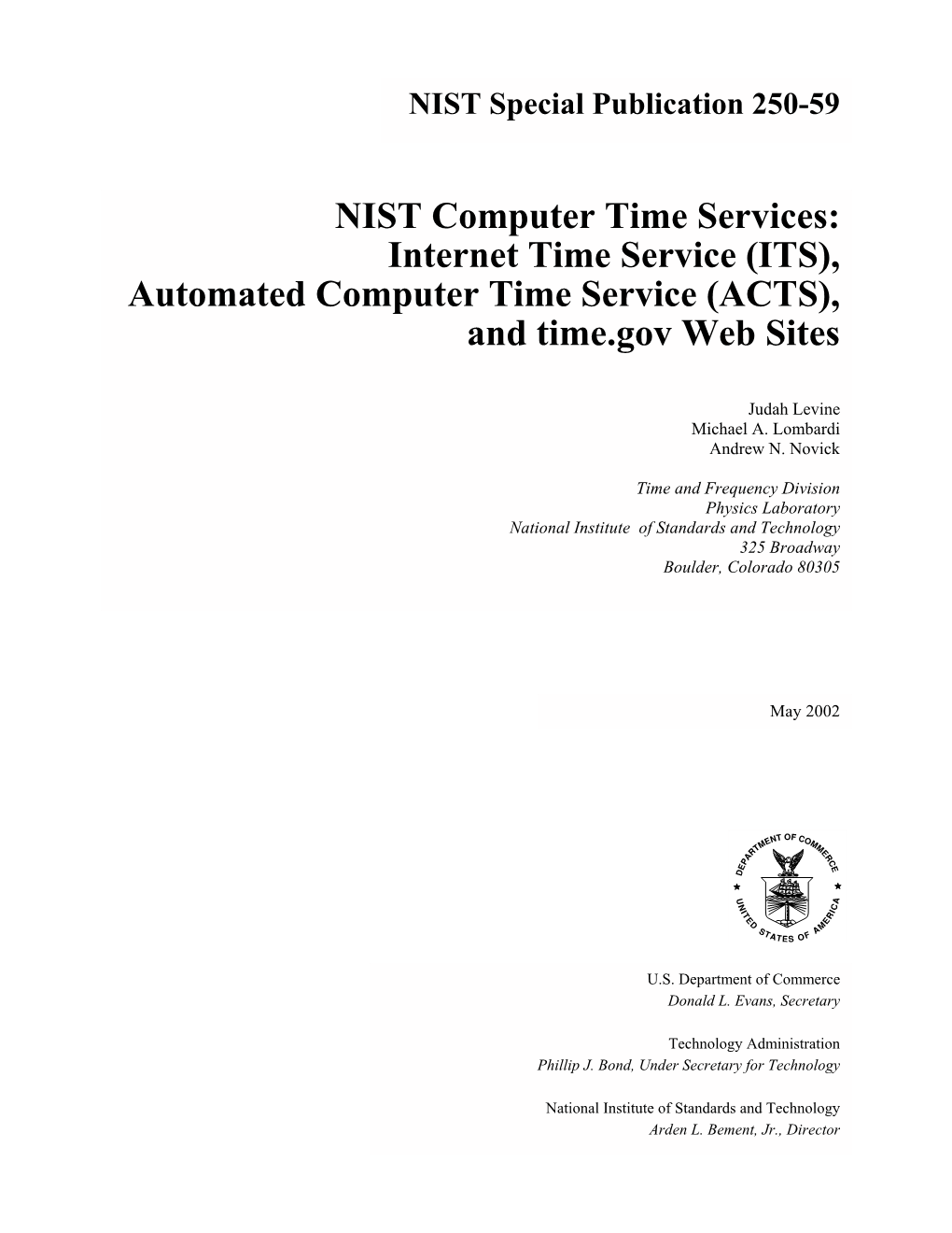 Automated Computer Time Service (ACTS), and Time.Gov Web Sites