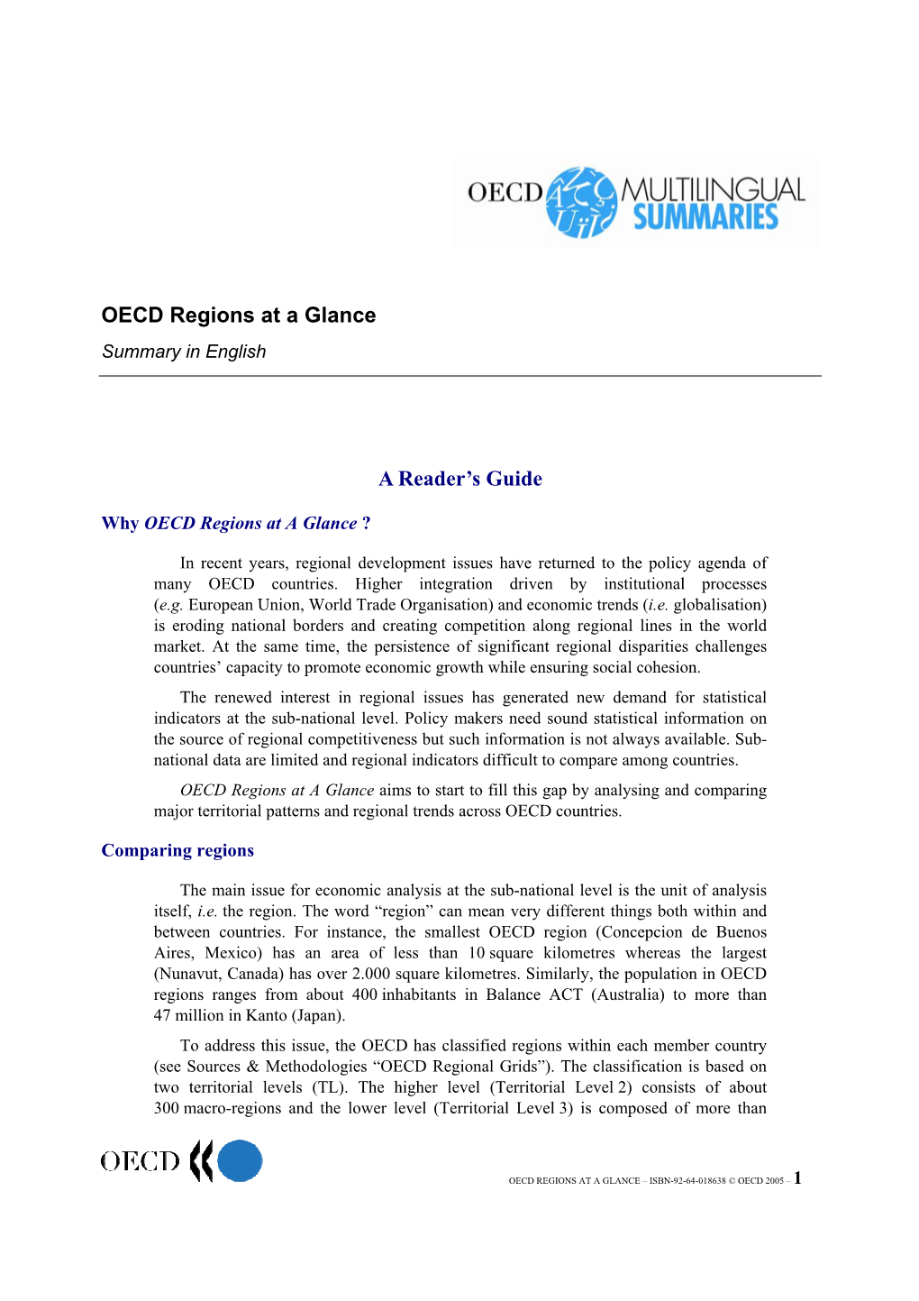 OECD Regions at a Glance Summary in English