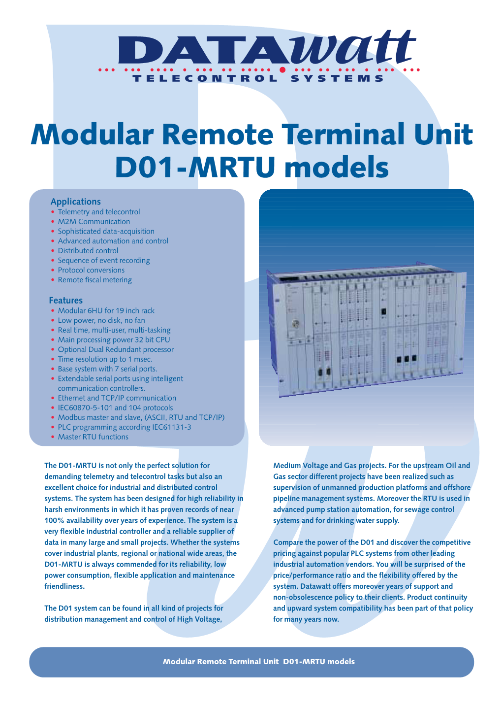 Modular Remote Terminal Unit D01-MRTU Models