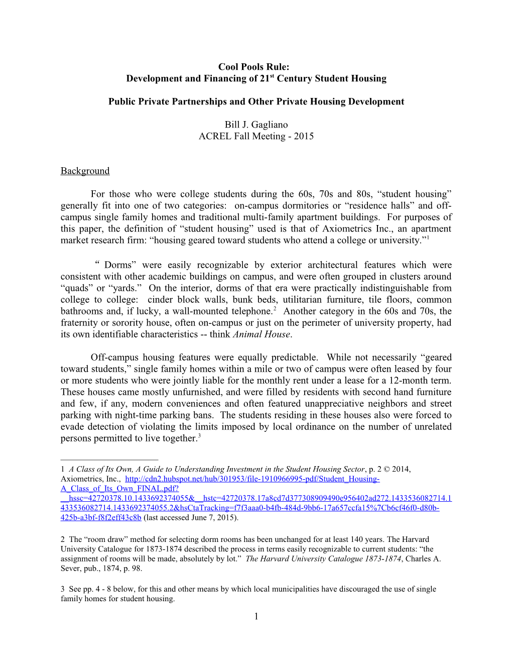 Development and Financing of 21St Century Student Housing