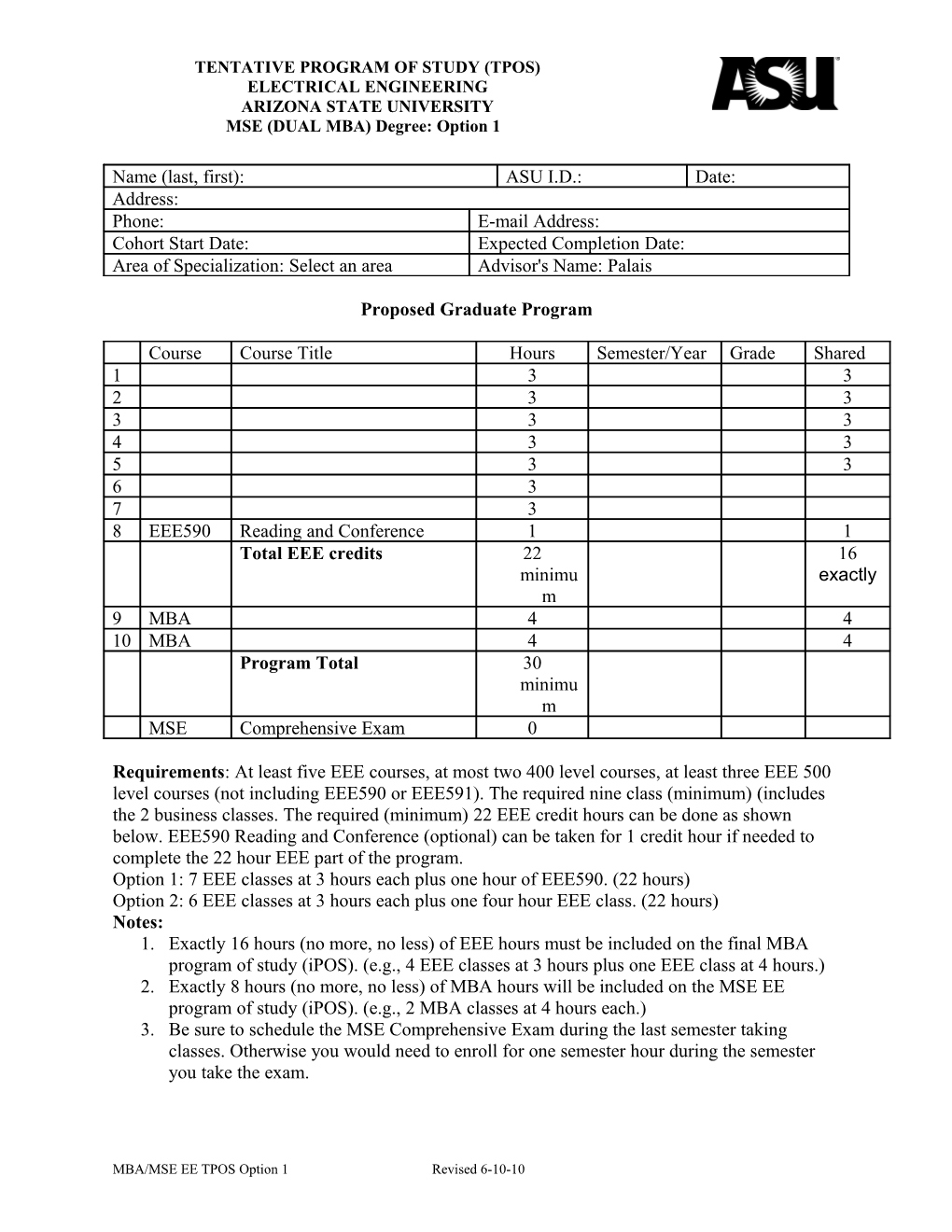 Proposed Graduate Program