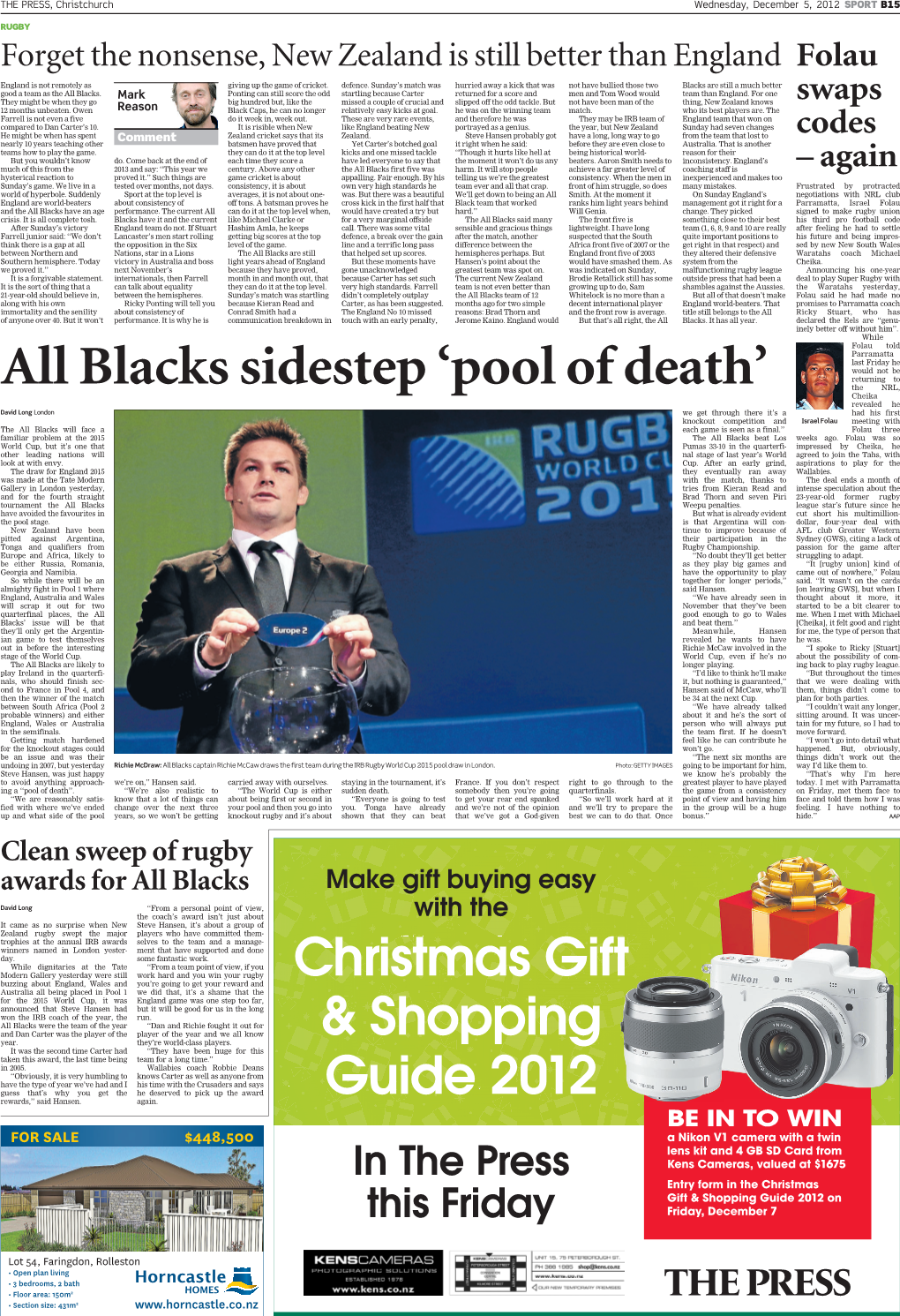 All Blacks Sidestep 'Pool of Death'