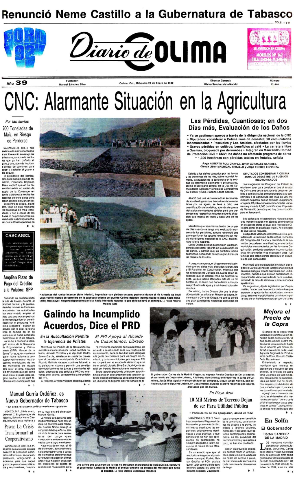 CNC: Alarmante Situacion En Ia Agricultura