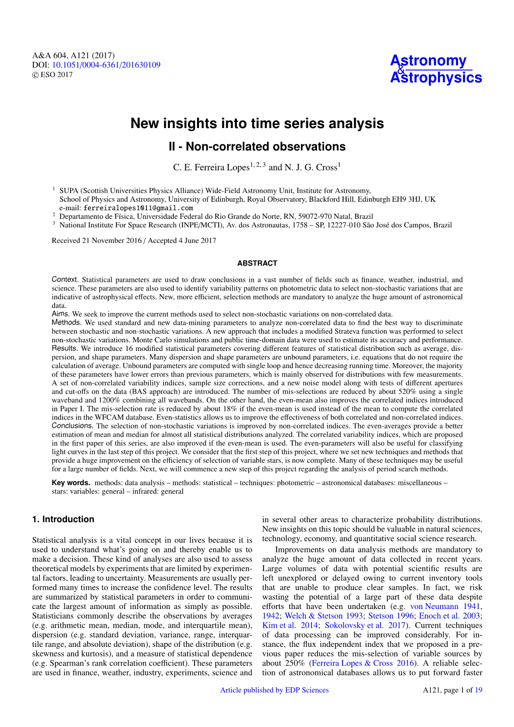 New Insights Into Time Series Analysis II - Non-Correlated Observations