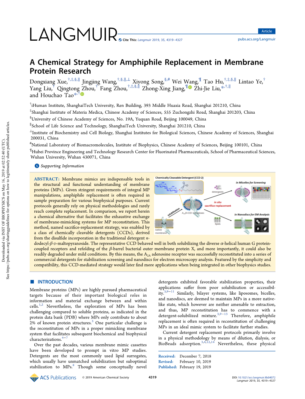 A Chemical Strategy for Amphiphile Replacement in Membrane Protein