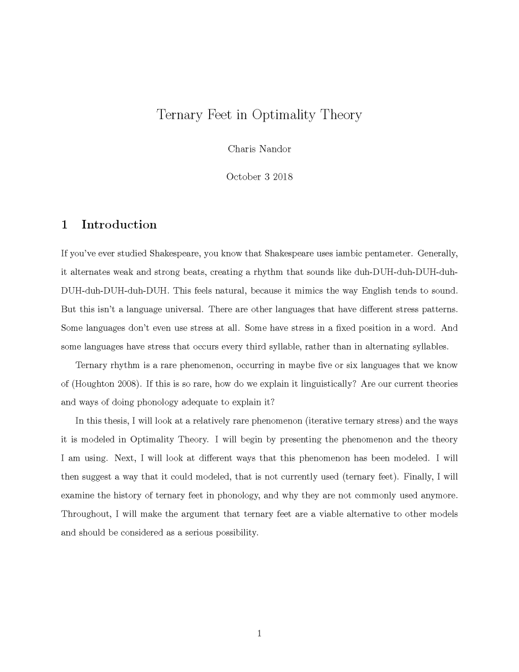 Ternary Feet M Optimality Theory