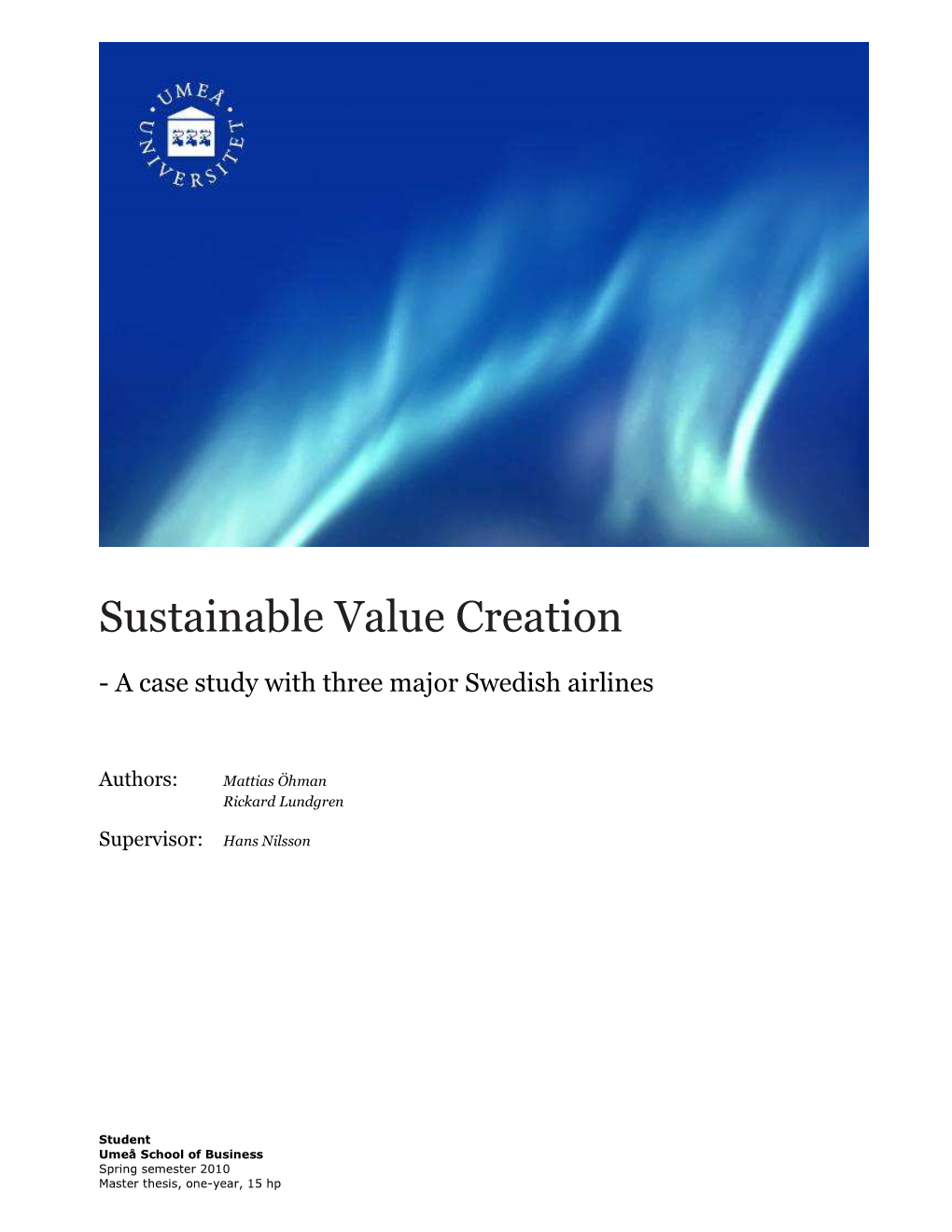 Sustainable Value Creation