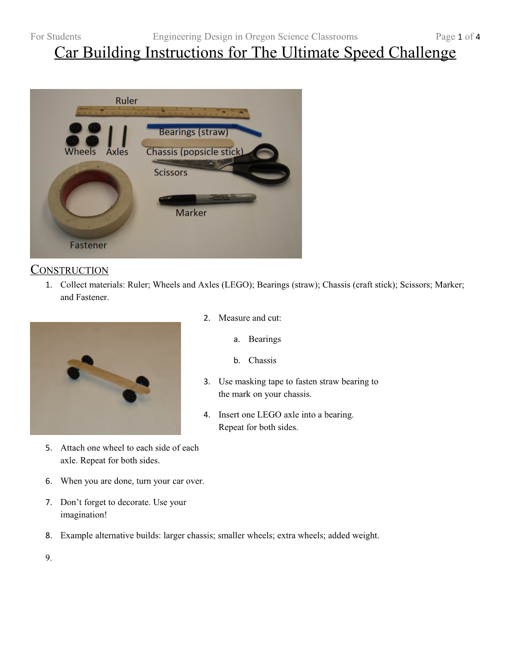 For Students Engineering Design in Oregon Science Classrooms Page 4 of 4