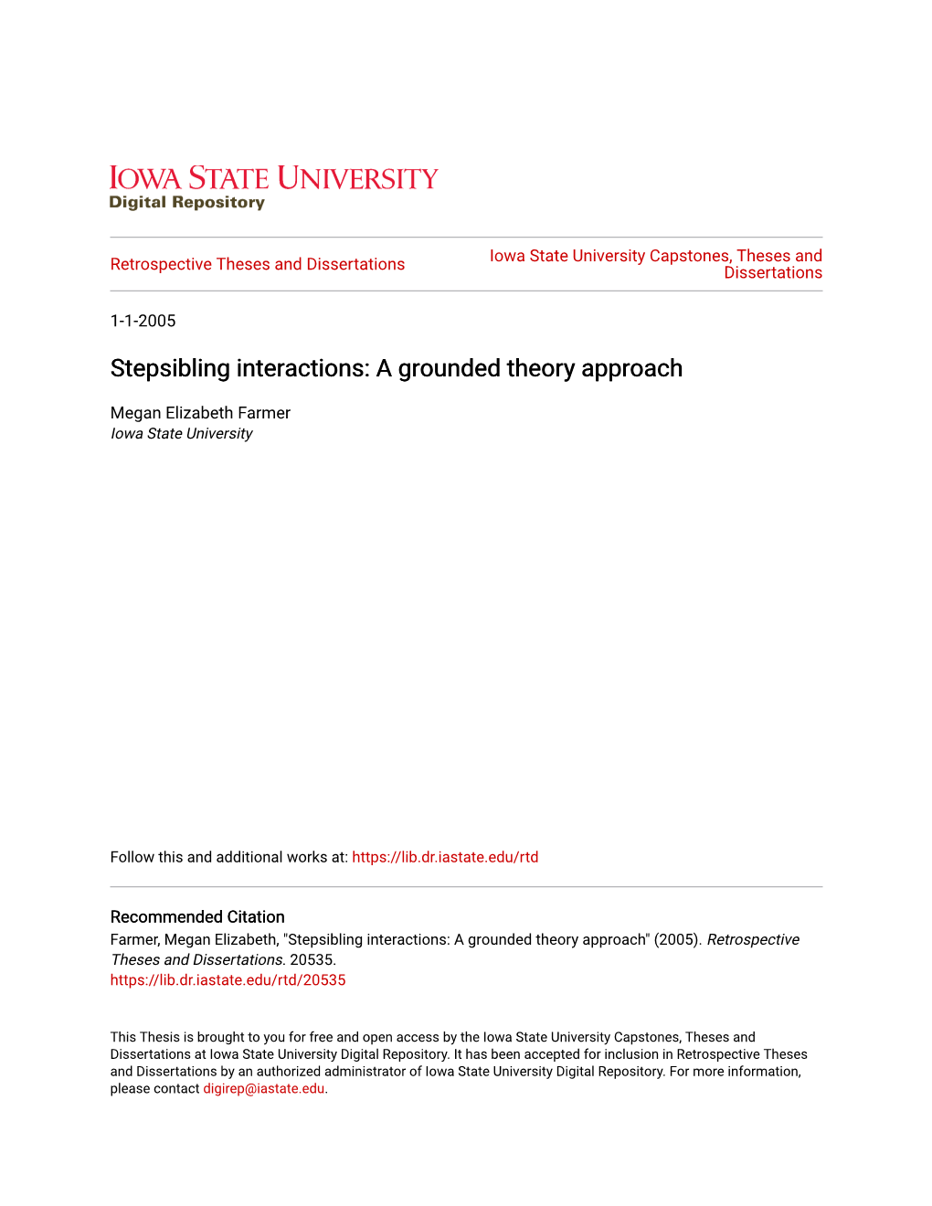 Stepsibling Interactions: a Grounded Theory Approach