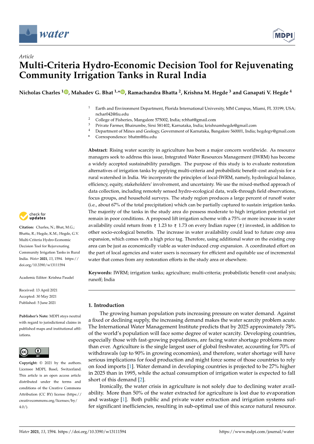 Multi-Criteria Hydro-Economic Decision Tool for Rejuvenating