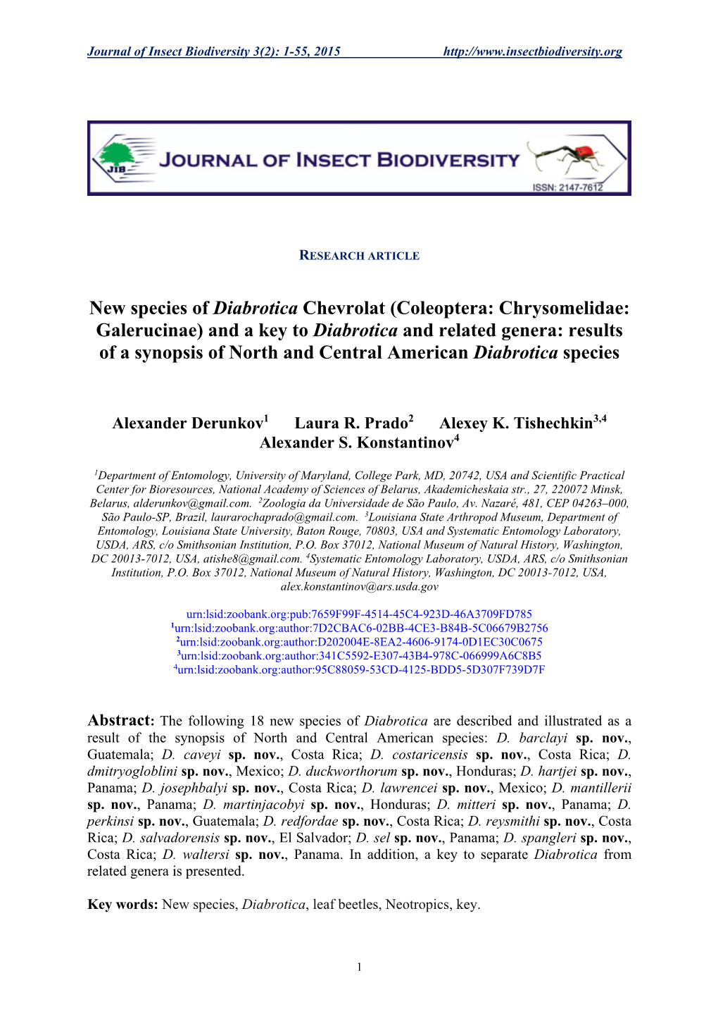 New Species of Diabrotica Chevrolat (Coleoptera: Chrysomelidae