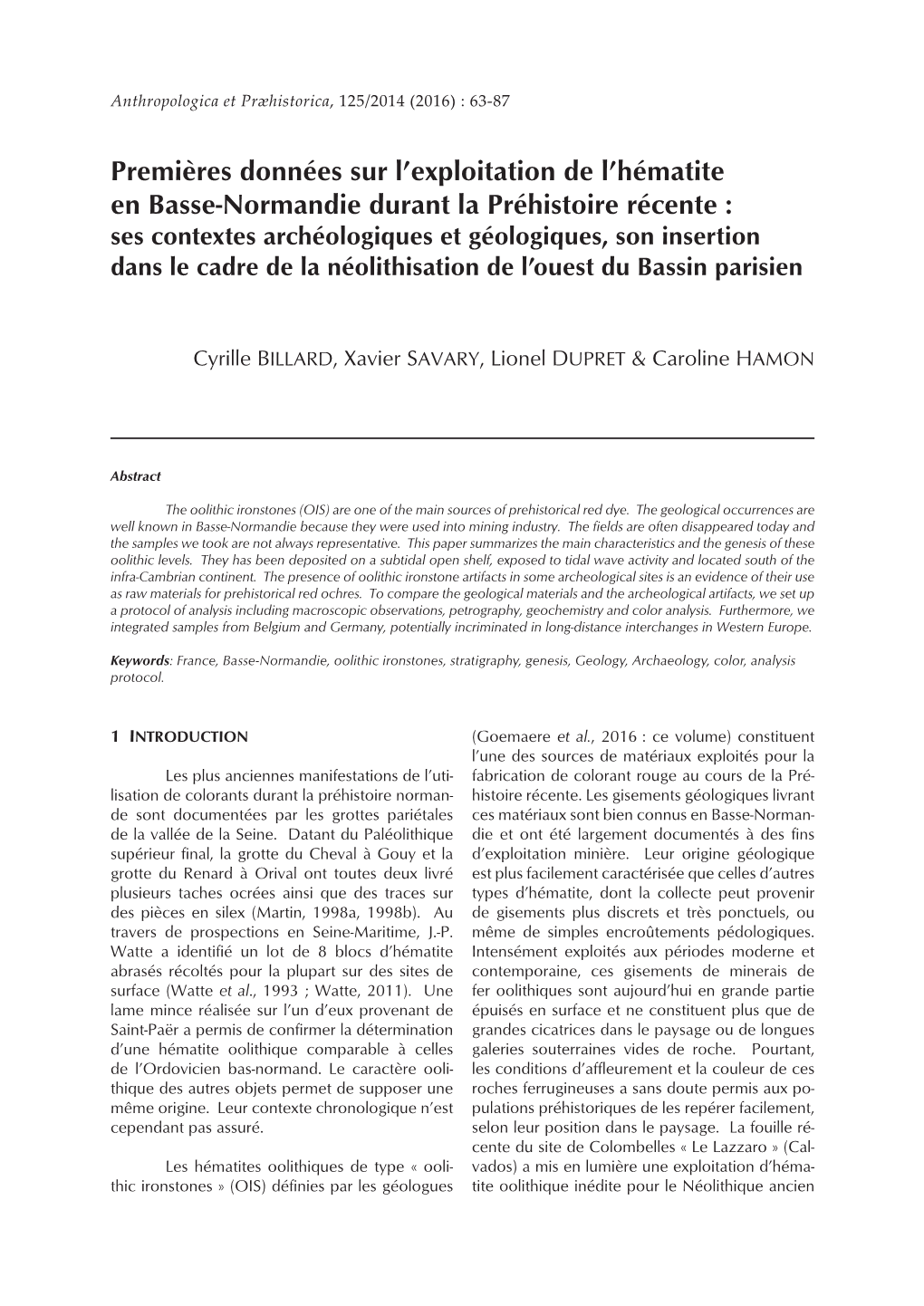 Premières Données Sur L'exploitation De L'hématite En Basse-Normandie Durant La Préhistoire Récente