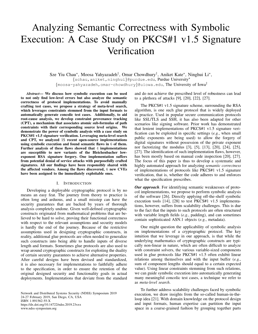 Analyzing Semantic Correctness with Symbolic Execution: a Case Study on PKCS#1 V1.5 Signature Verification
