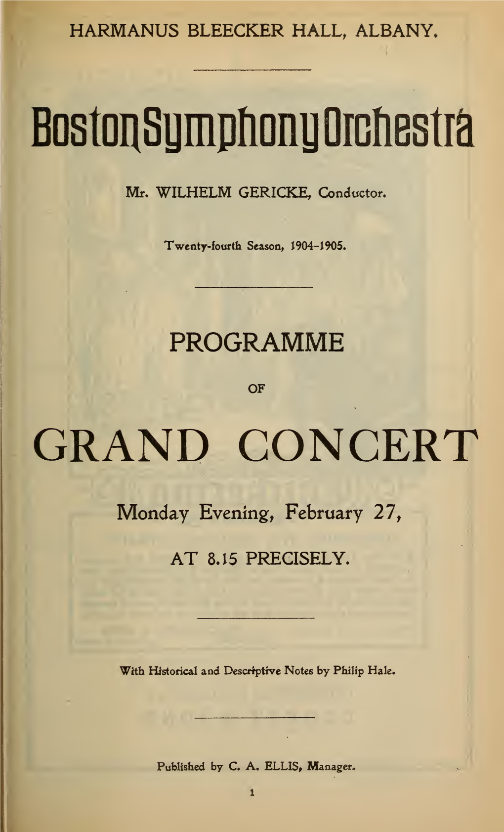 Boston Symphony Orchestra Concert Programs, Season 24,1904-1905, Trip