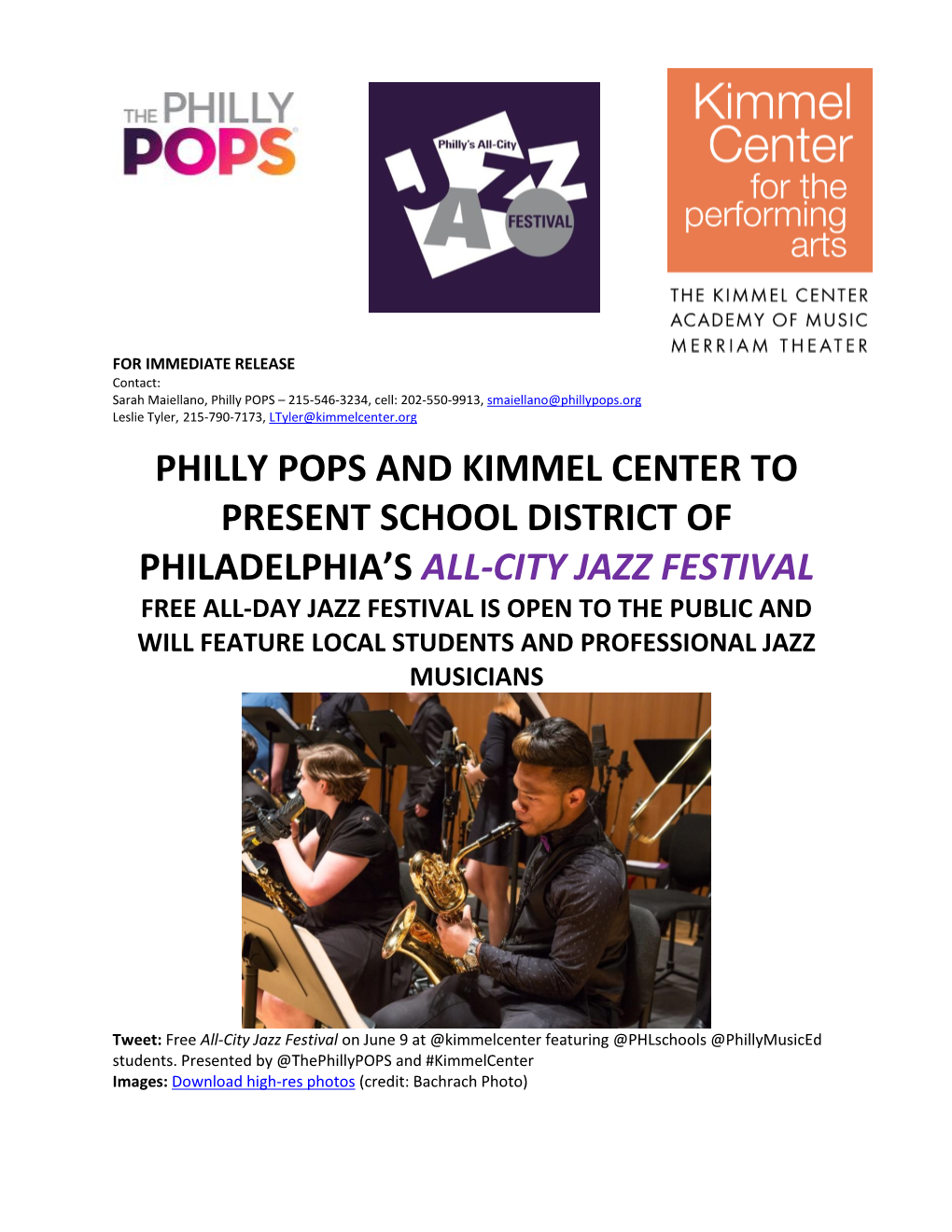 Philly Pops and Kimmel Center to Present School District