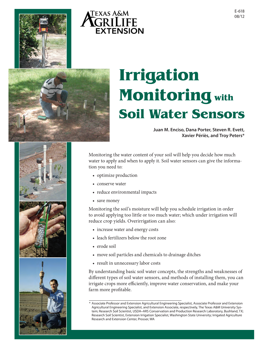 Irrigation Monitoring with Soil Water Sensors