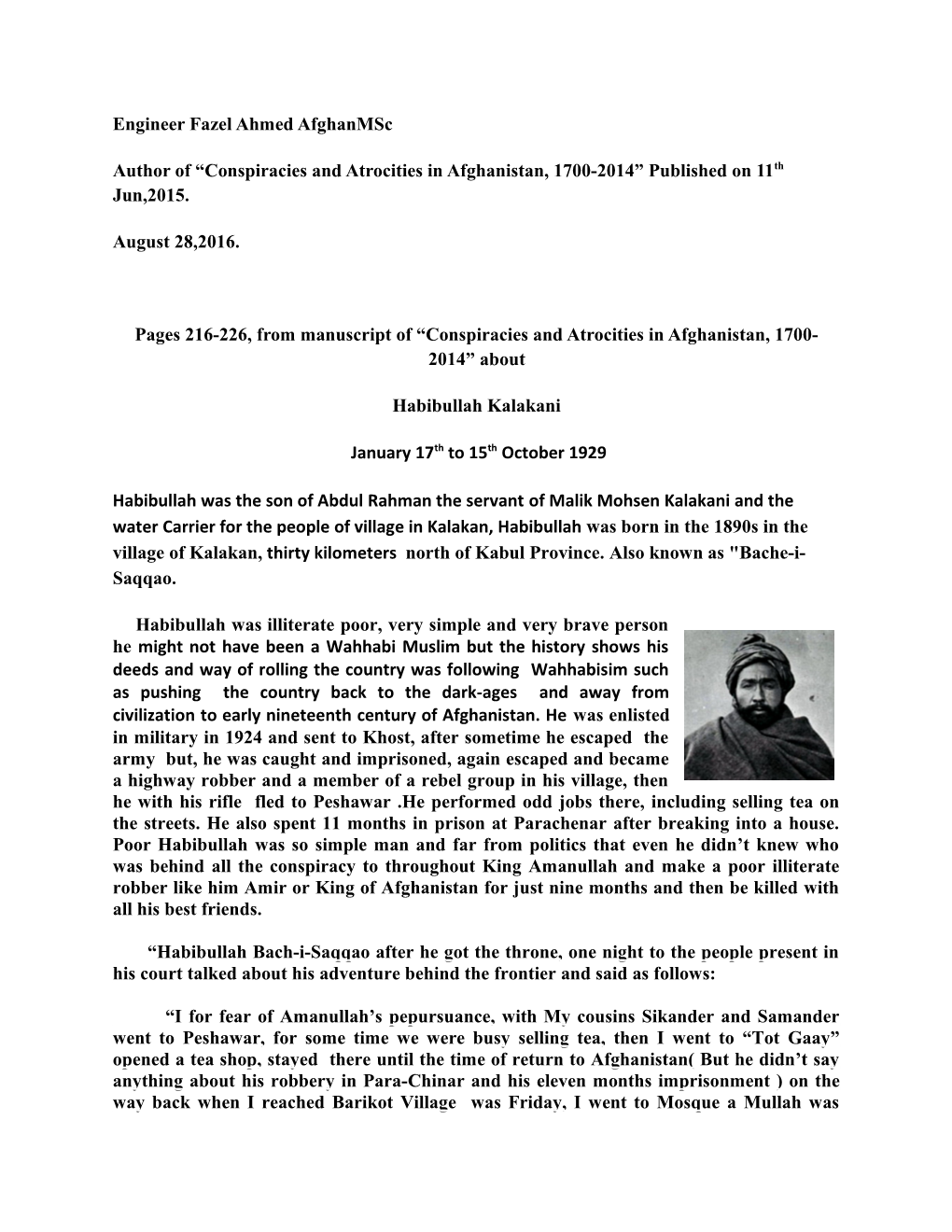 Conspiracies and Atrocities in Afghanistan, 1700-2014” Published on 11Th Jun,2015