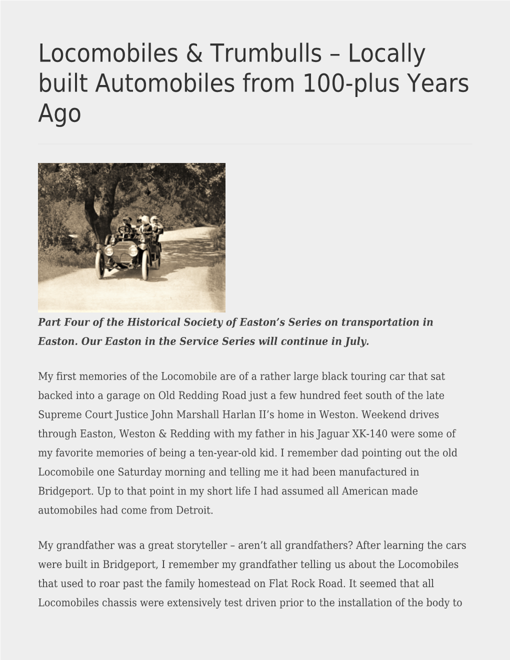 Locomobiles & Trumbulls – Locally Built Automobiles from 100-Plus