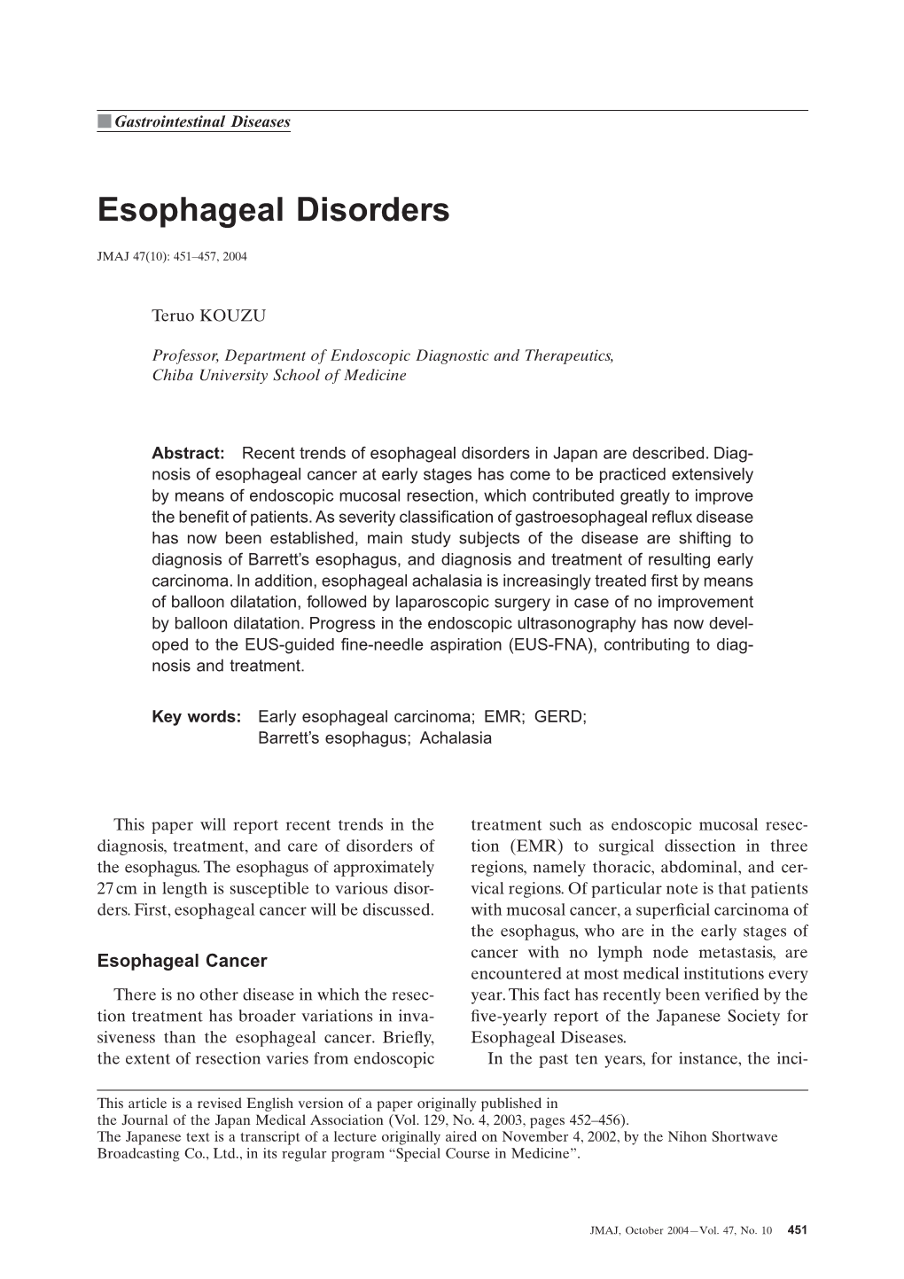 Esophageal Disorders