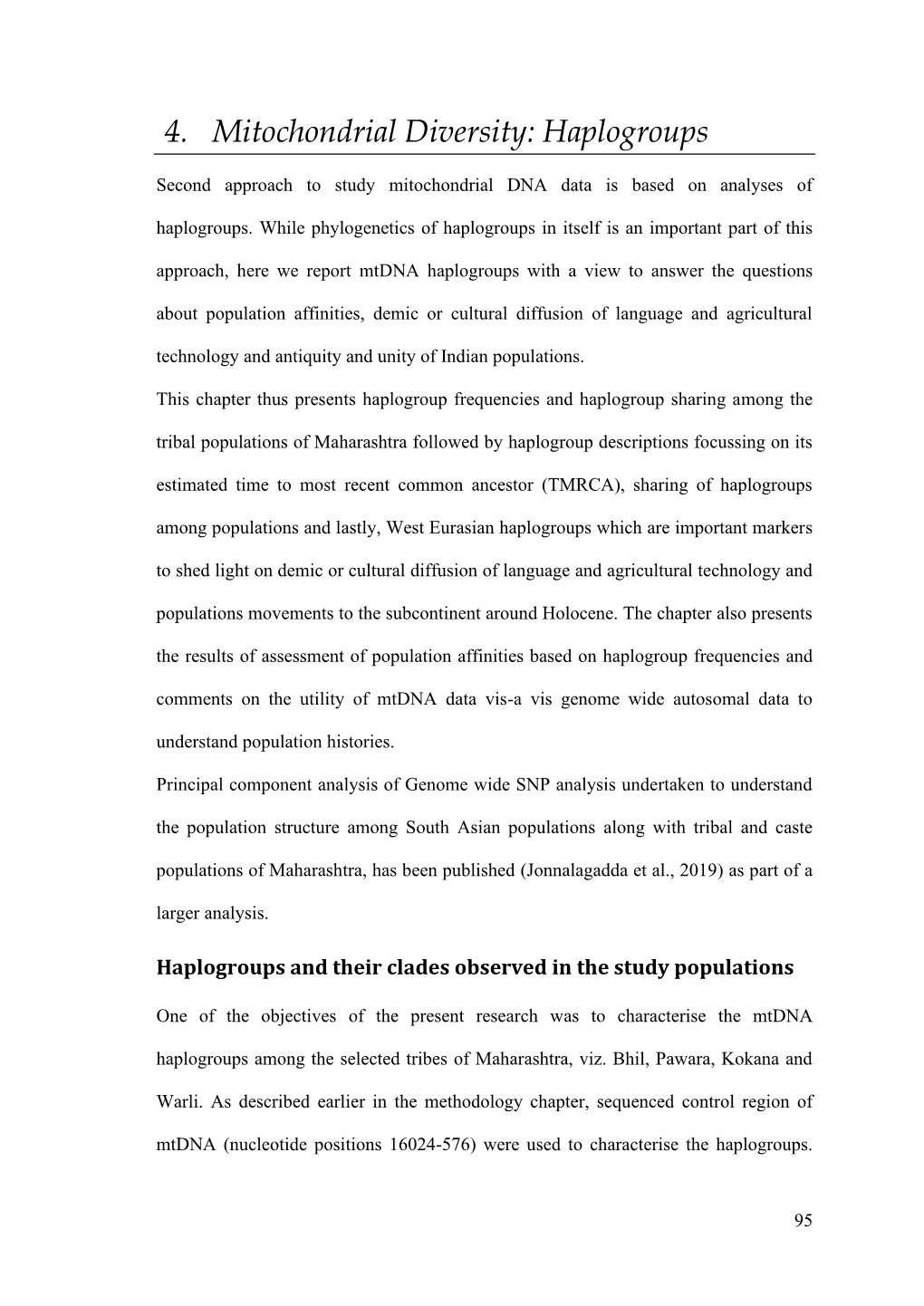 4. Mitochondrial Diversity: Haplogroups