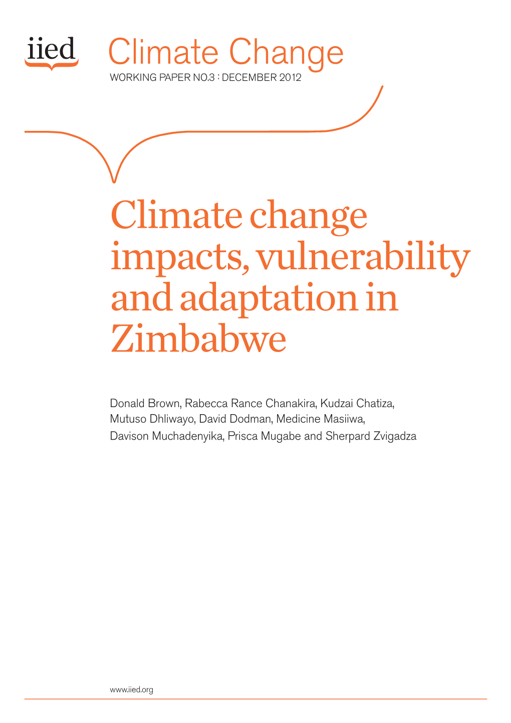 Climate Change Impacts, Vulnerability and Adaptation in Zimbabwe