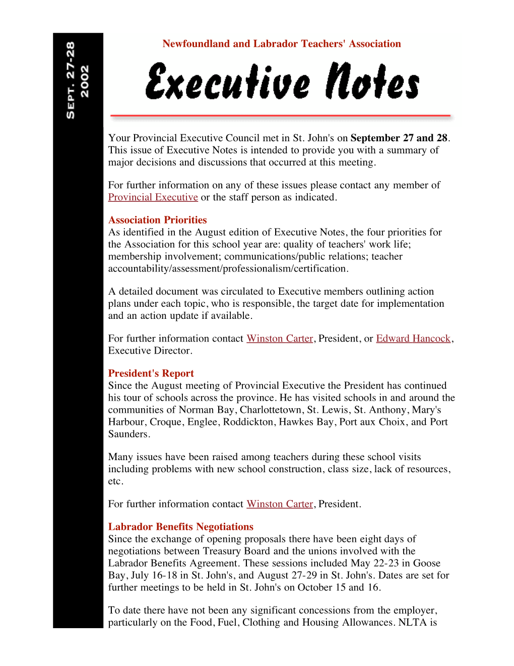 Executive Notes Is Intended to Provide You with a Summary of Major Decisions and Discussions That Occurred at This Meeting