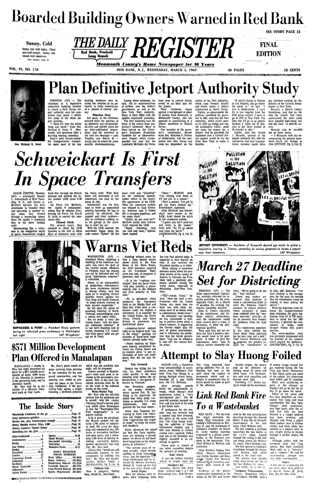 Schweickart Is First in Space Transfers