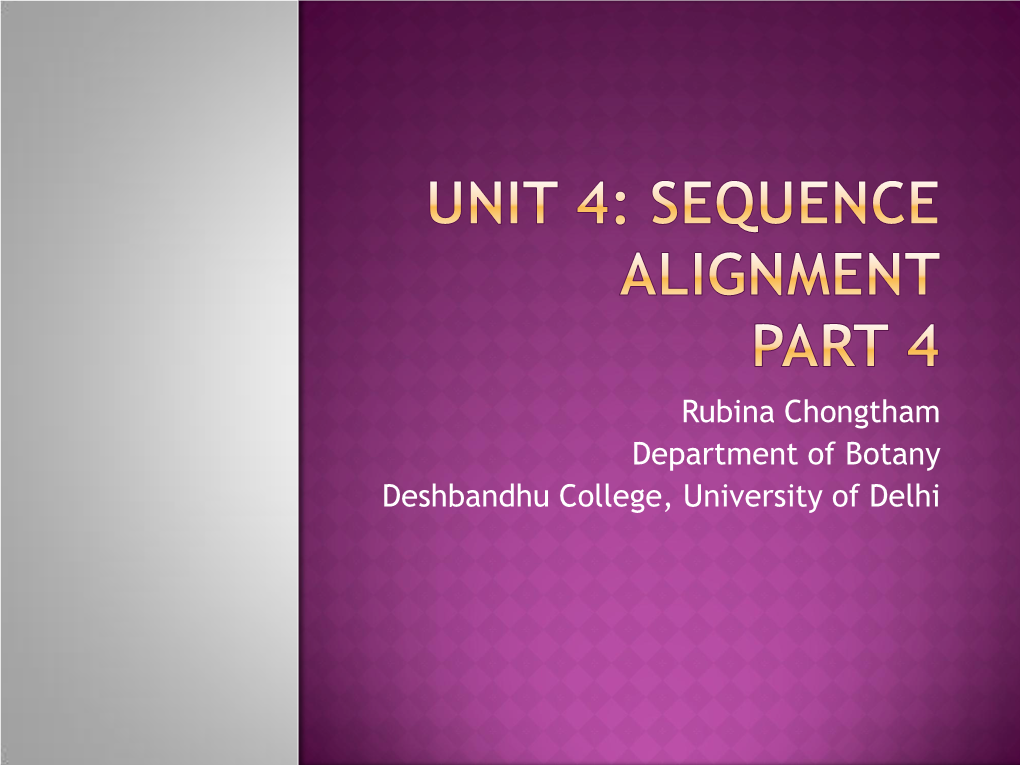 Sequence Alignment Part 1