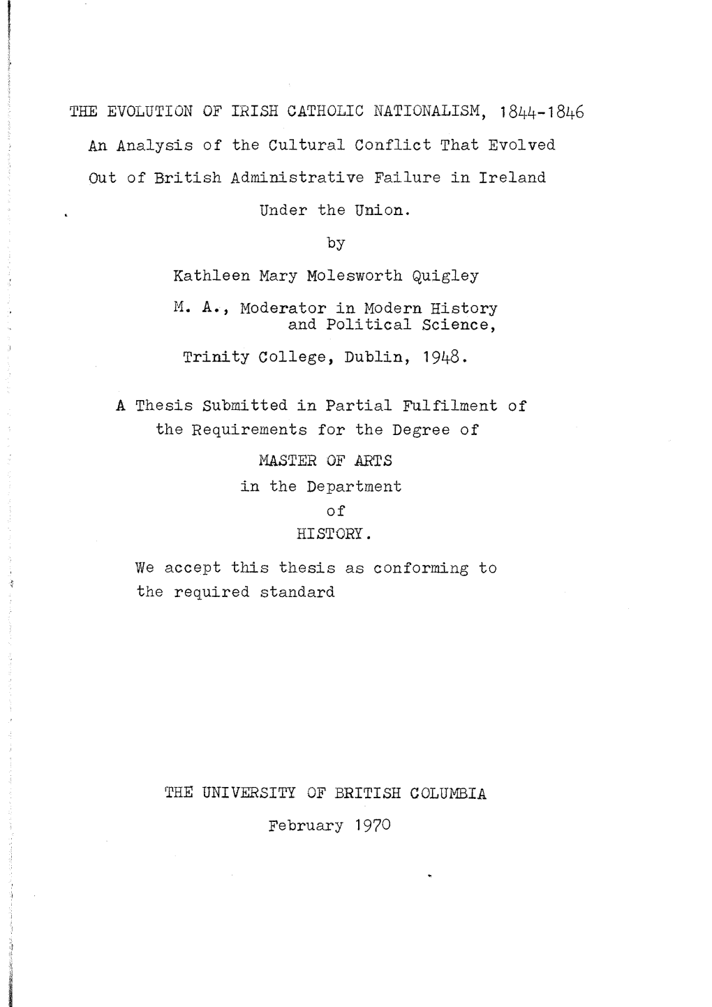 The Evolution of Irish Catholic Nationalism, 1844-1846