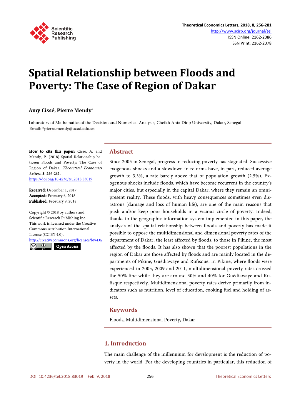 Spatial Relationship Between Floods and Poverty: the Case of Region of Dakar