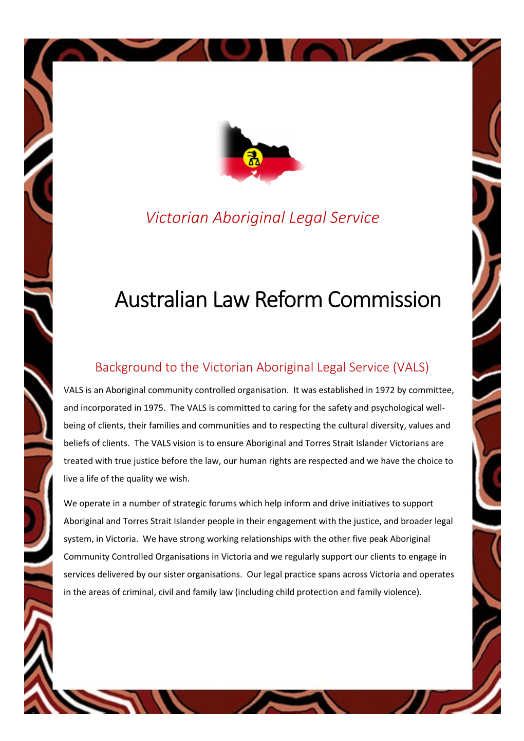 Victorian Aboriginal Legal Service VALS