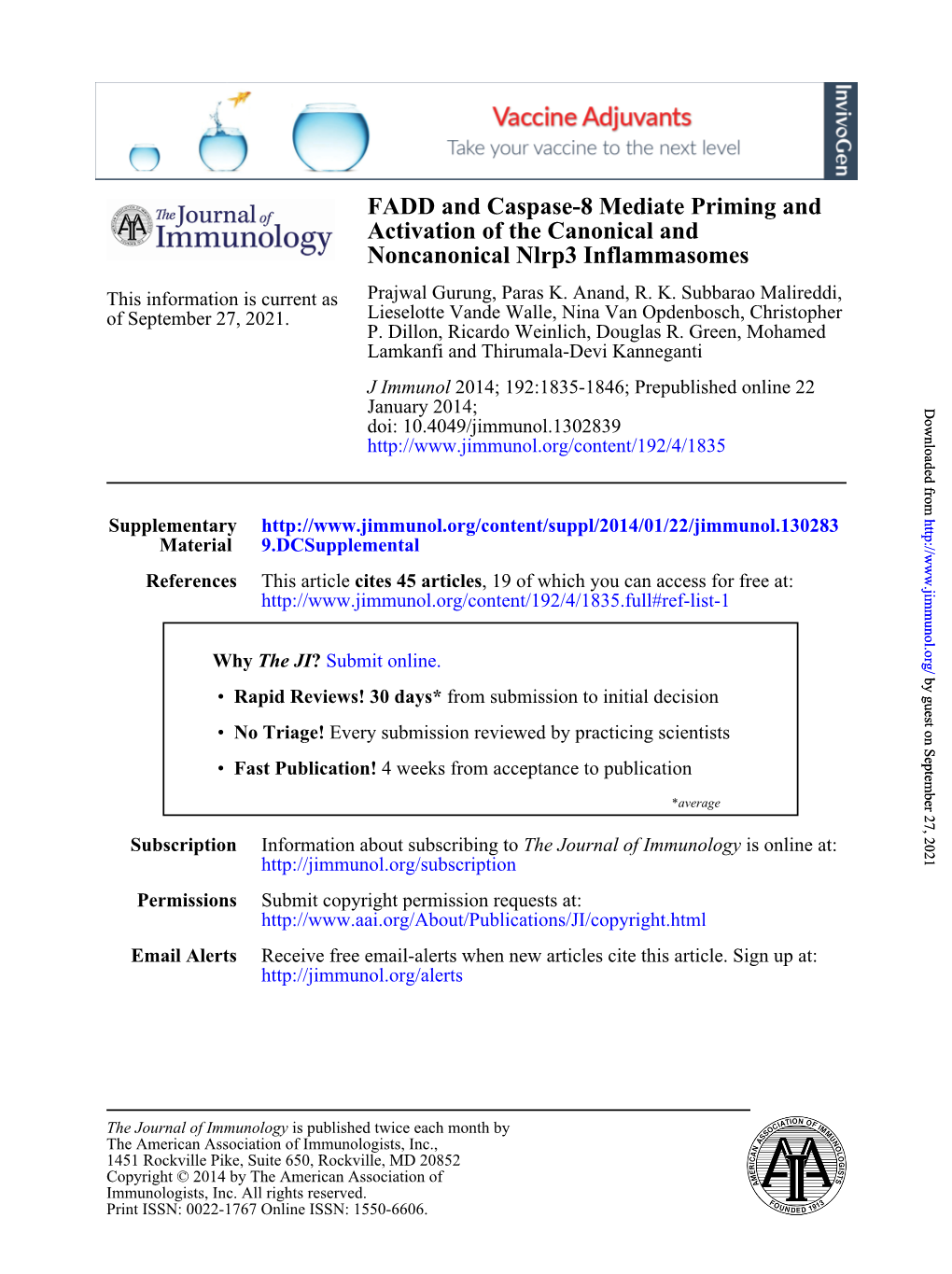 Noncanonical Nlrp3 Inflammasomes Activation of the Canonical And