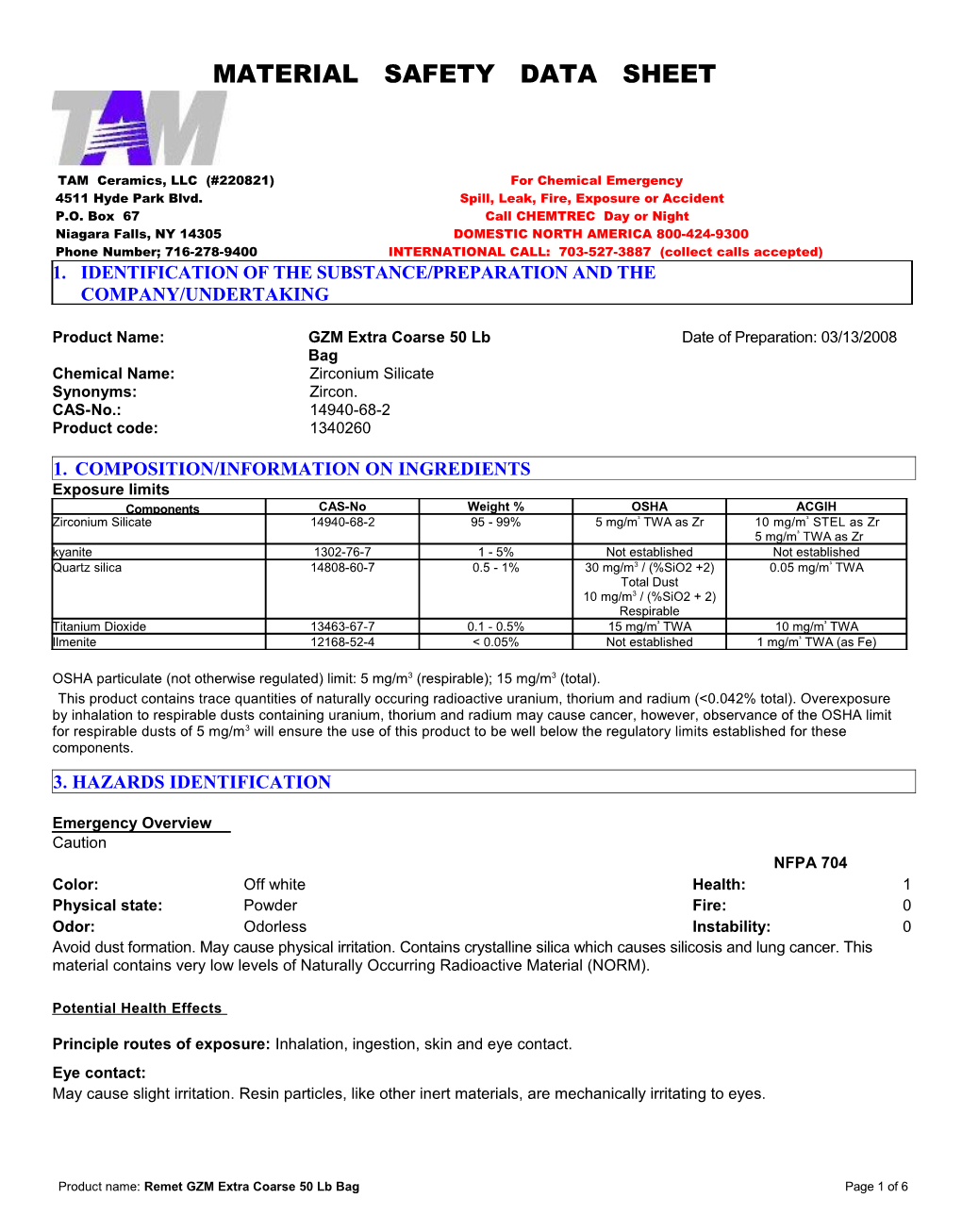 Material Safety Data Sheet s56