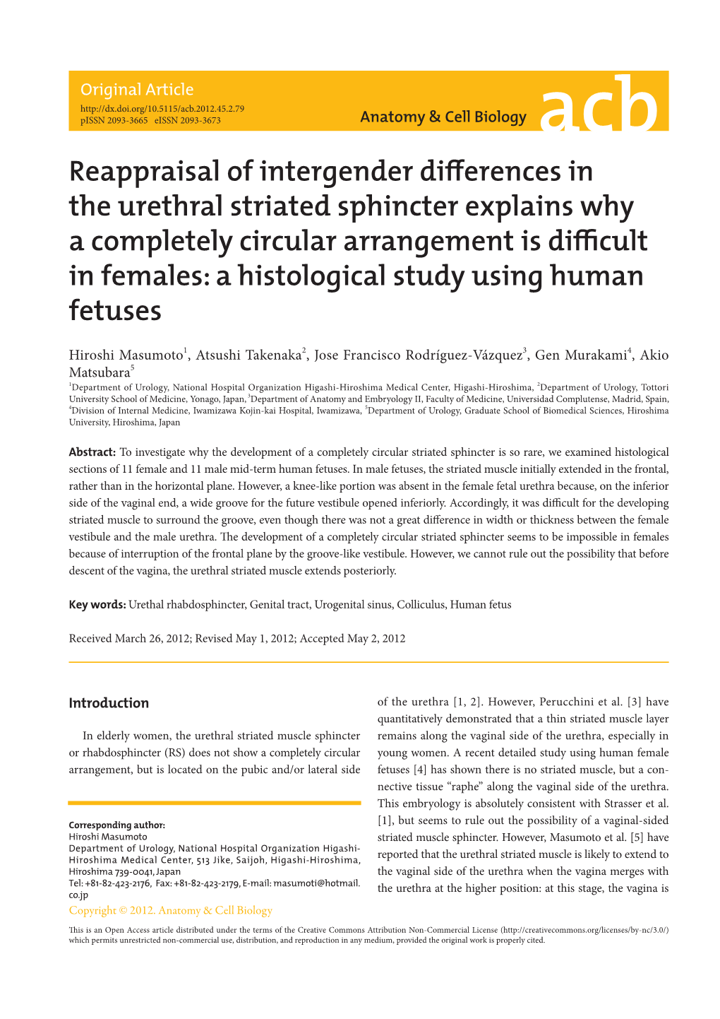 Reappraisal of Intergender Differences in the Urethral Striated