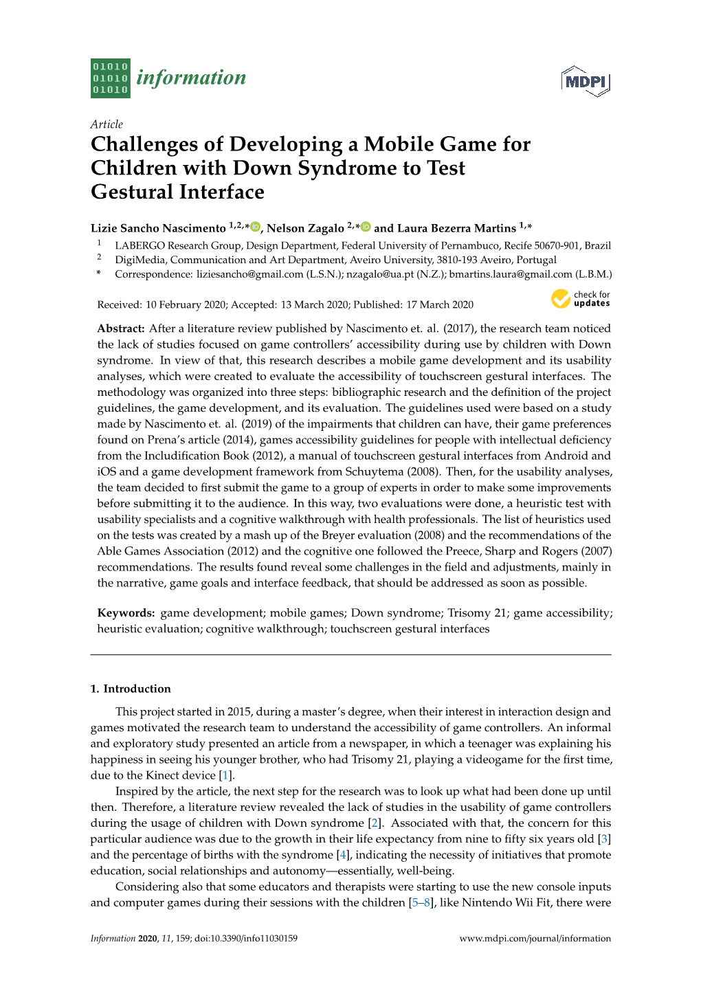 Challenges of Developing a Mobile Game for Children with Down Syndrome to Test Gestural Interface
