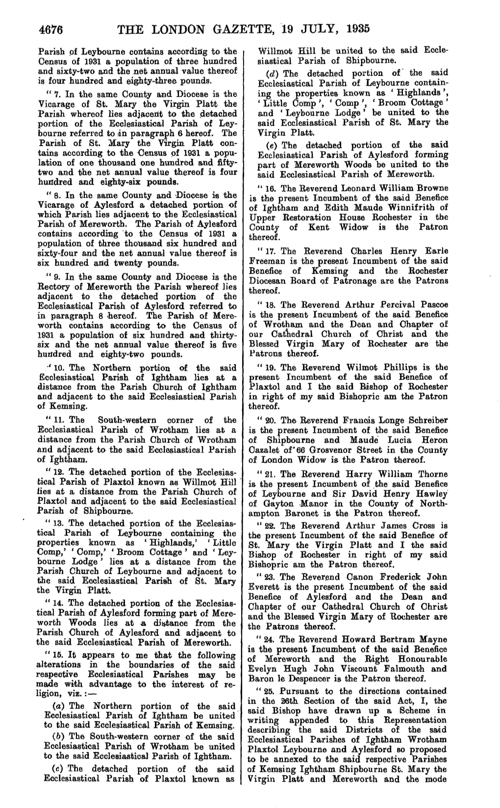 4676 the London Gazette, 19 July, 1935