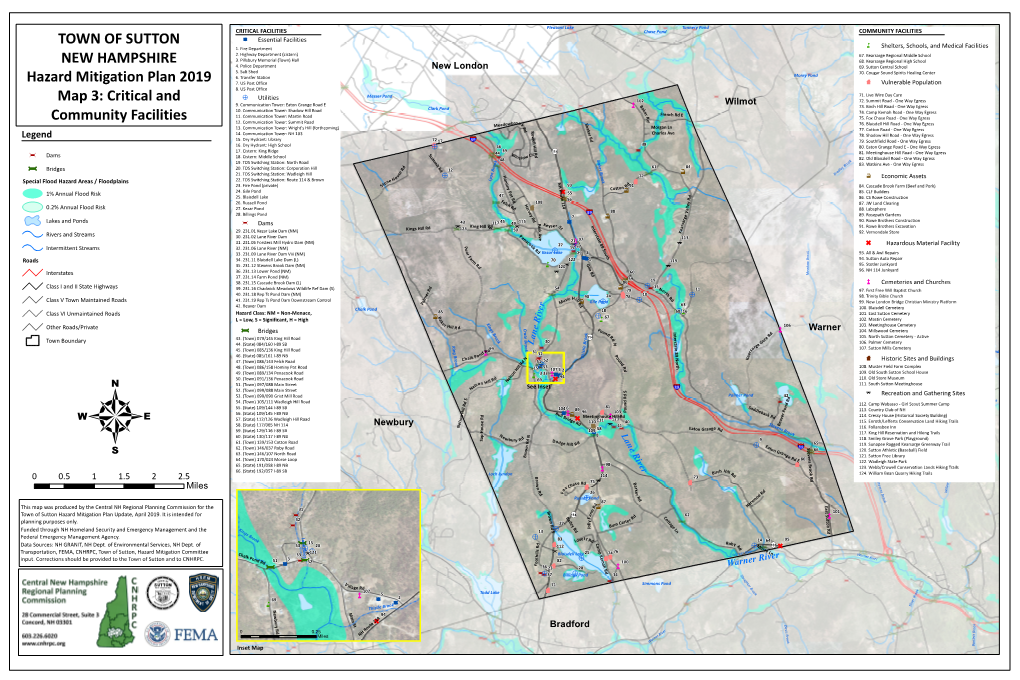 TOWN of SUTTON NEW HAMPSHIRE Map 3: Critical and Community Facilities Hazard Mitigation Plan 2019