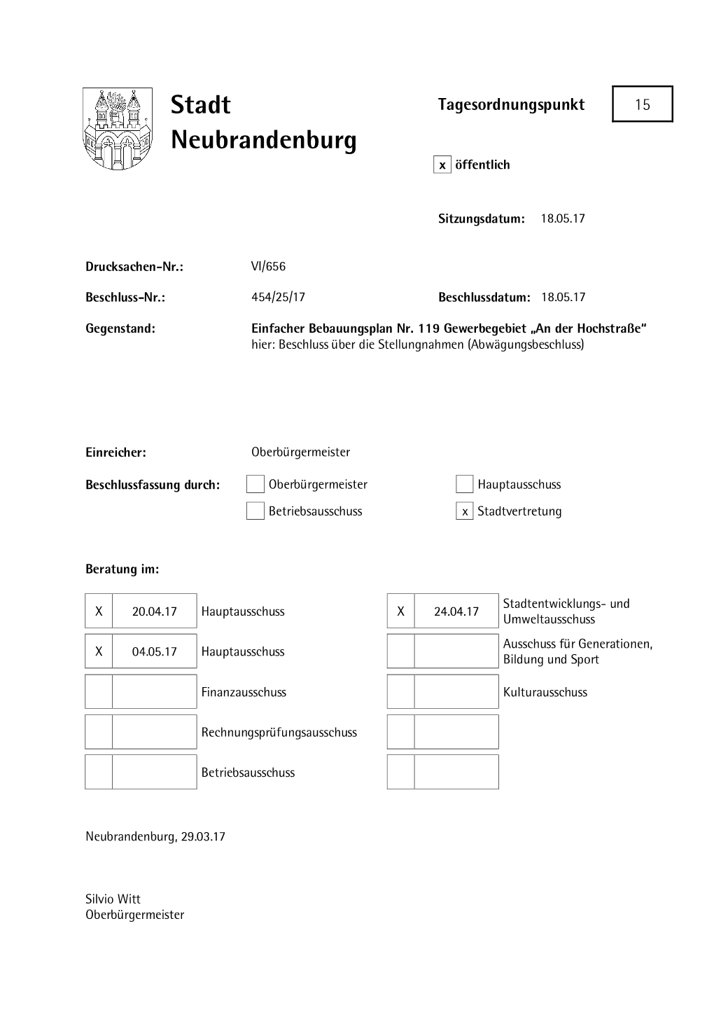 TOP 15 Beschluss-Nr