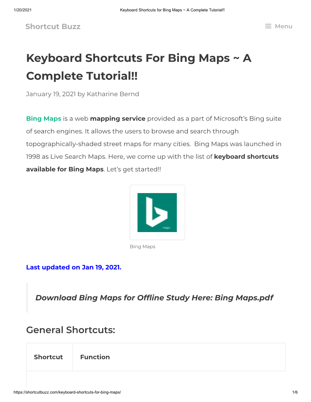 Keyboard Shortcuts for Bing Maps ~ a Complete Tutorial!!