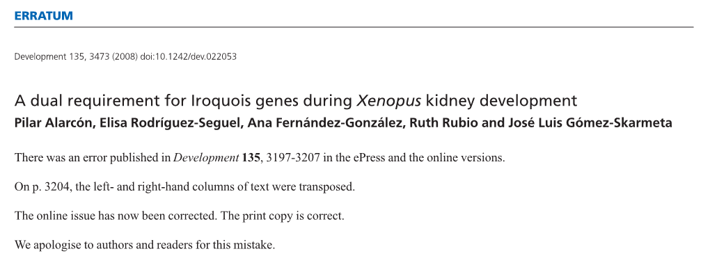 A Dual Requirement for Iroquois Genes During Xenopus Kidney Development