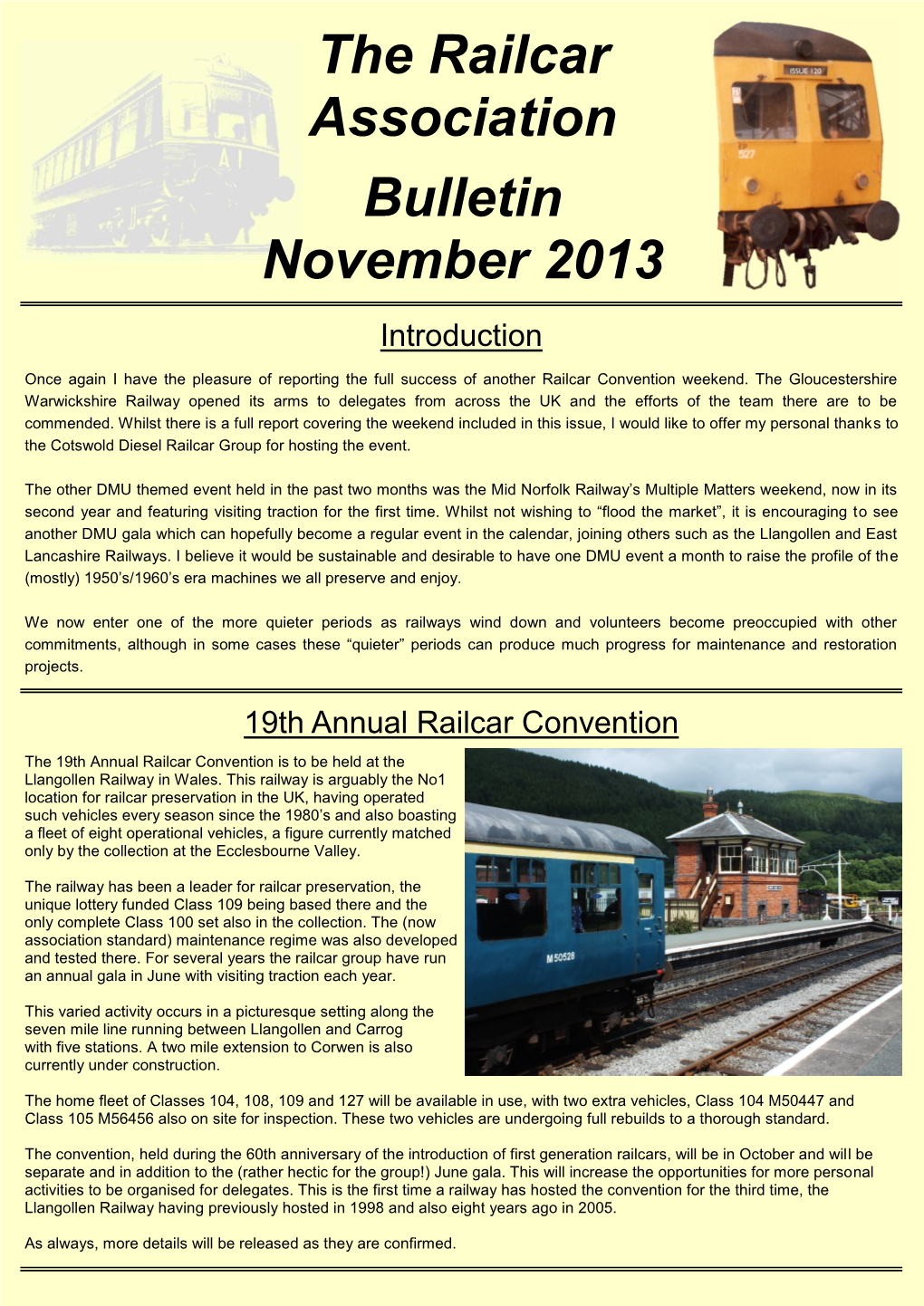 The Railcar Association Bulletin November 2013