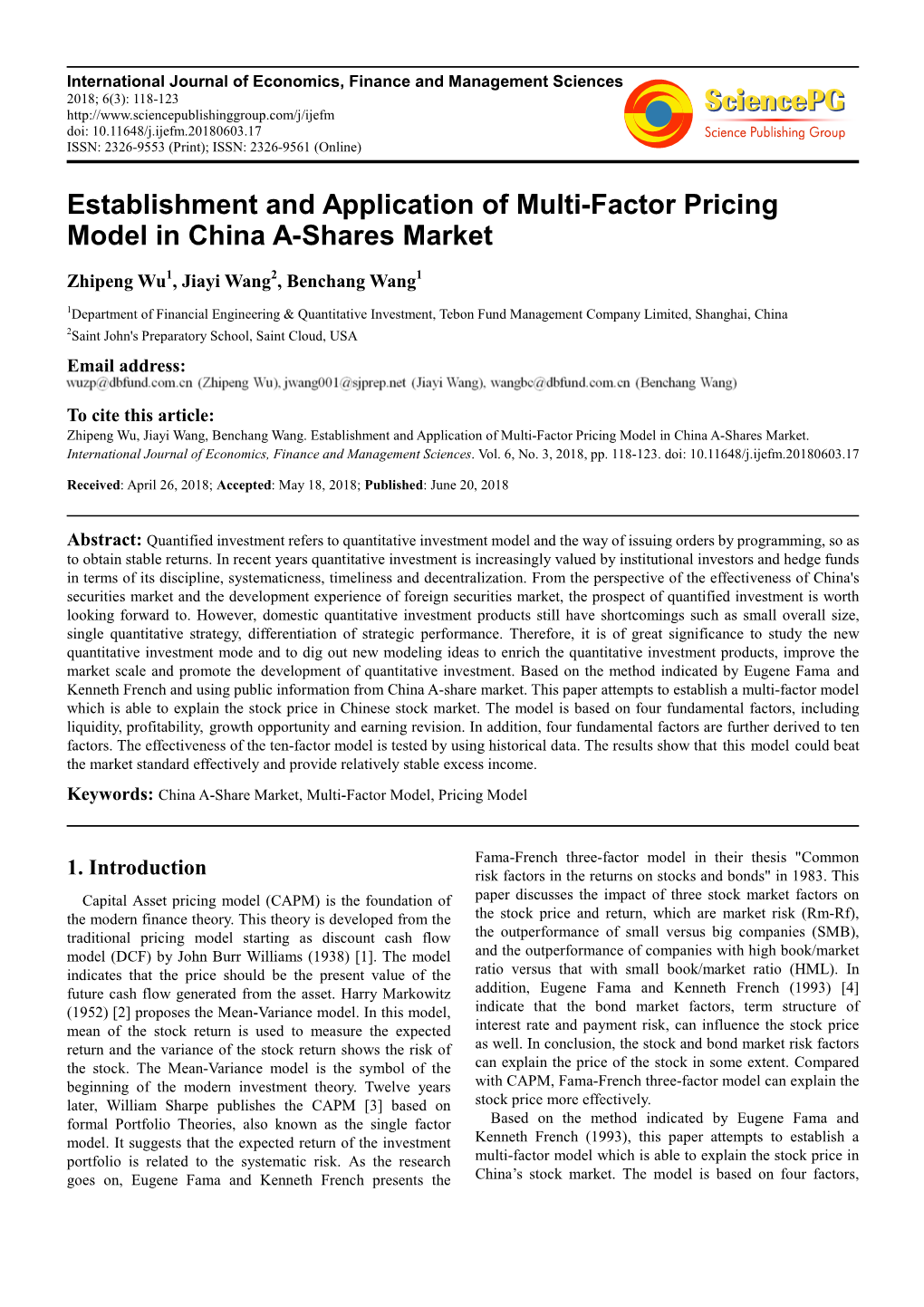 Establishment and Application of Multi-Factor Pricing Model in China A-Shares Market