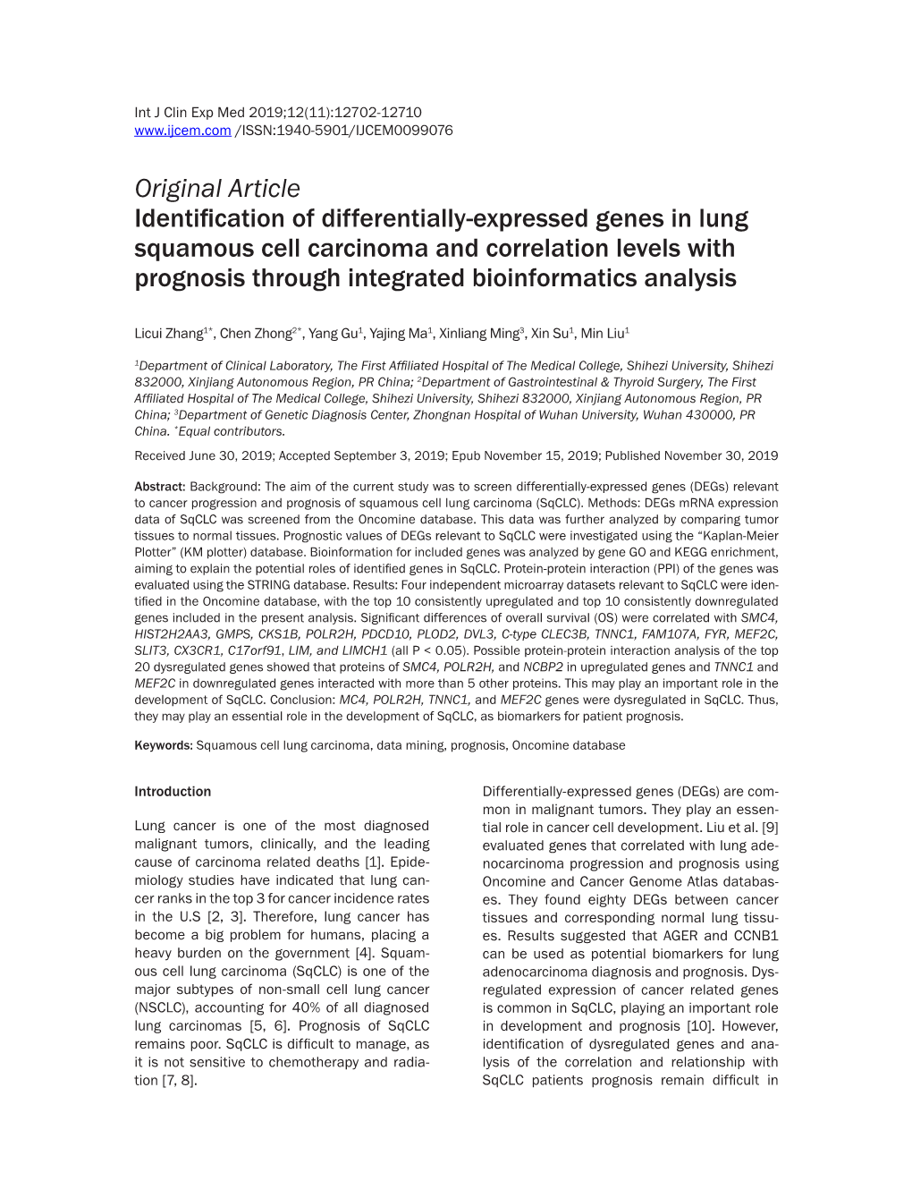 Original Article Identification of Differentially-Expressed Genes In