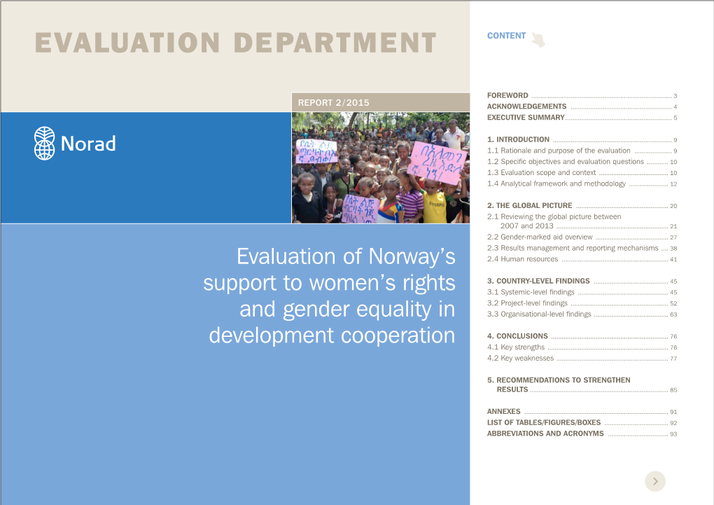 Evaluation of Norway's Support to Women's Rights and Gender Equality in Development Cooperation