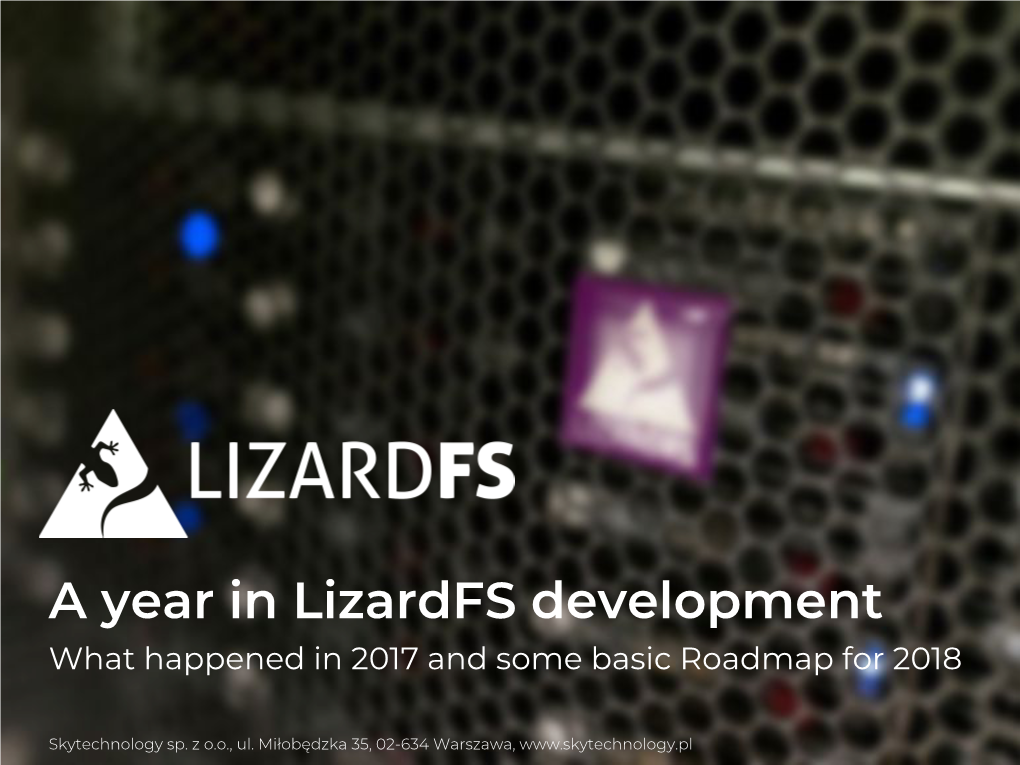Lizardfs Development What Happened in 2017 and Some Basic Roadmap for 2018