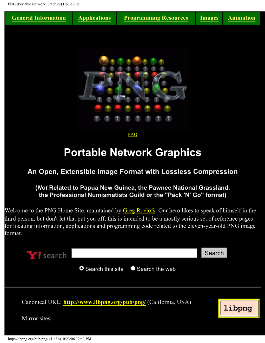 PNG (Portable Network Graphics) Home Site