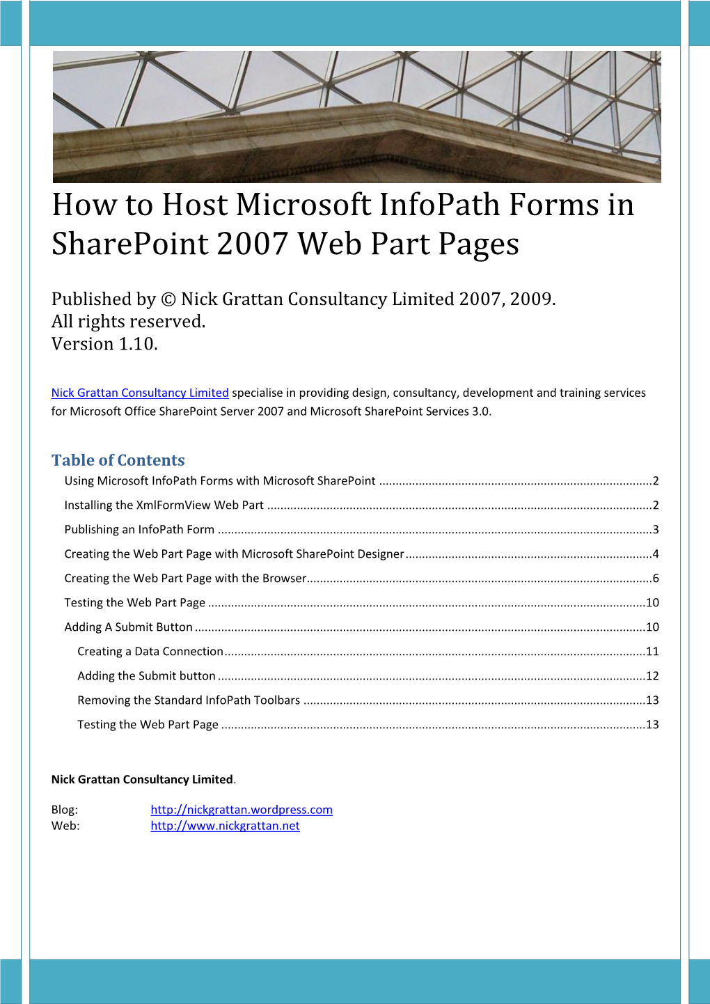 How to Host Microsoft Infopath Forms in Sharepoint 2007 Web Part Pages