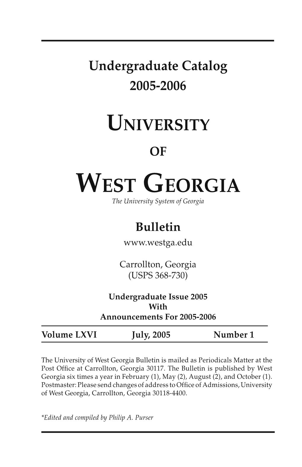 Undergraduate Catalog 2005-2006