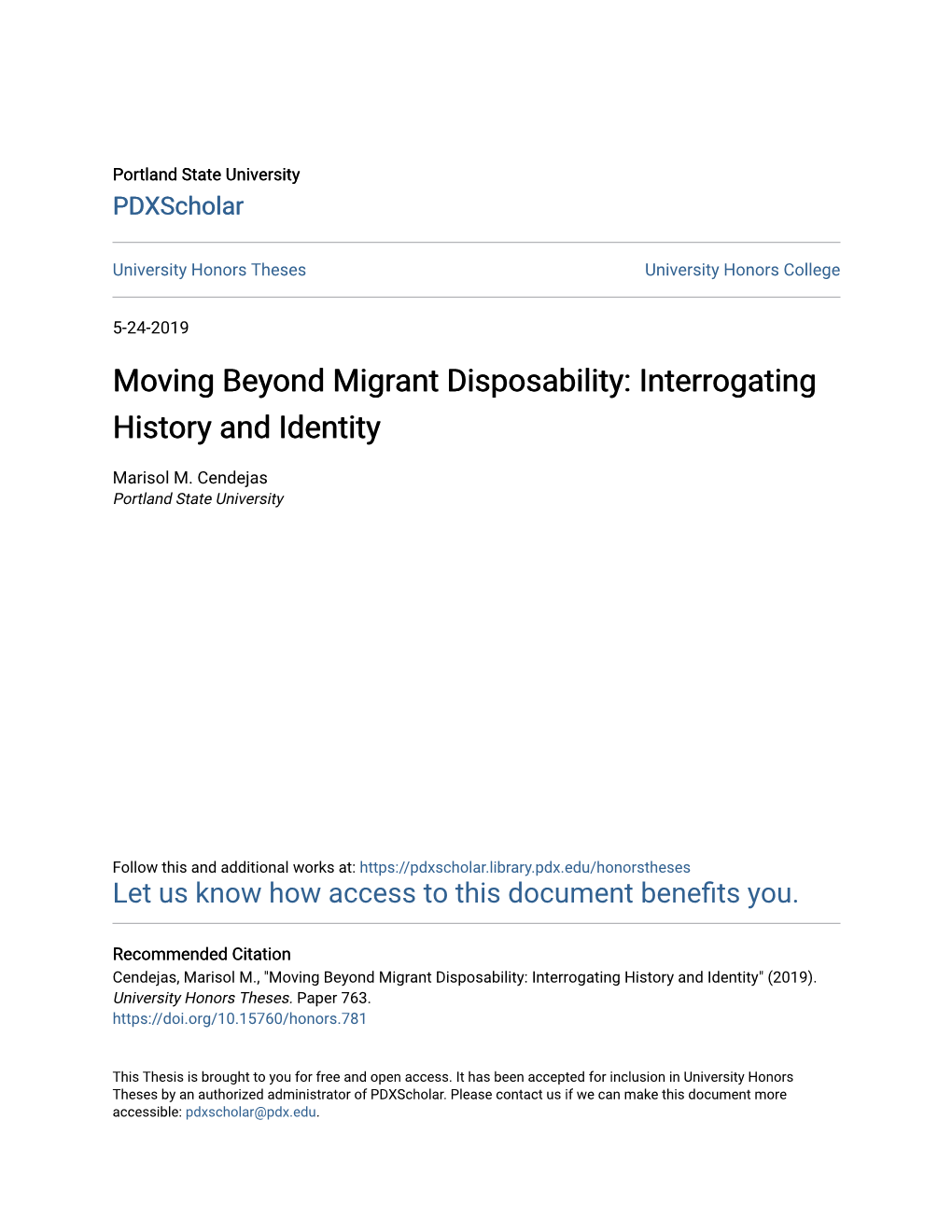 Moving Beyond Migrant Disposability: Interrogating History and Identity