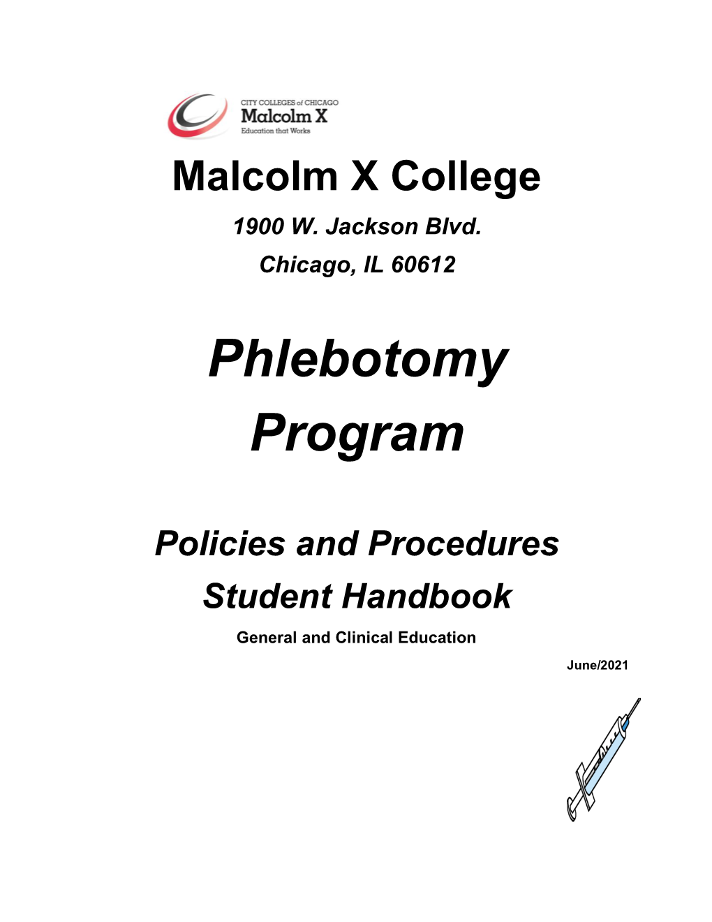 Phlebotomy Program Student Handbook